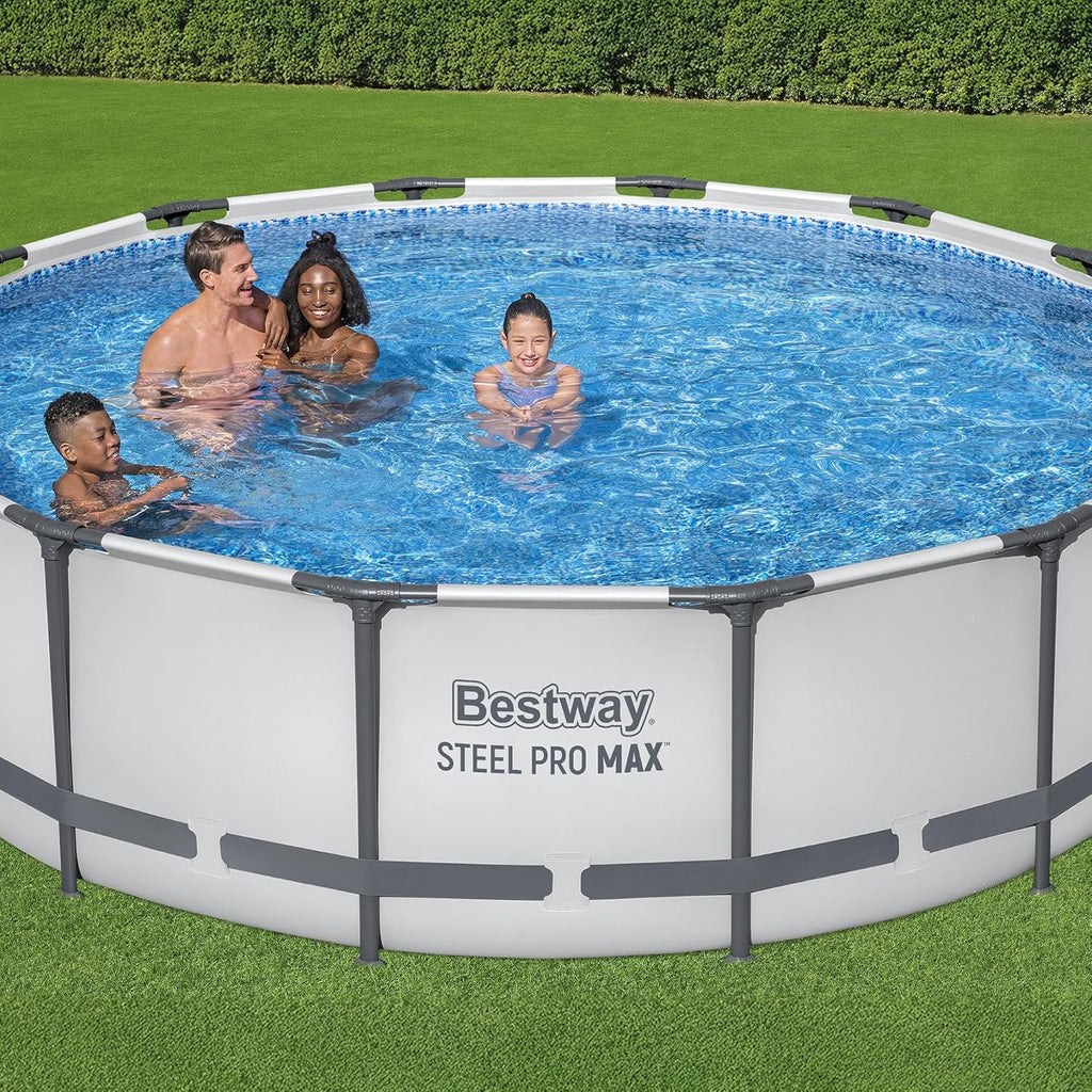 Steel Pro MAX 10 Foot x 30 Inch Round Metal Frame Above Ground Outdoor Backyard Swimming Pool Set with 330 GPH Filter Pump